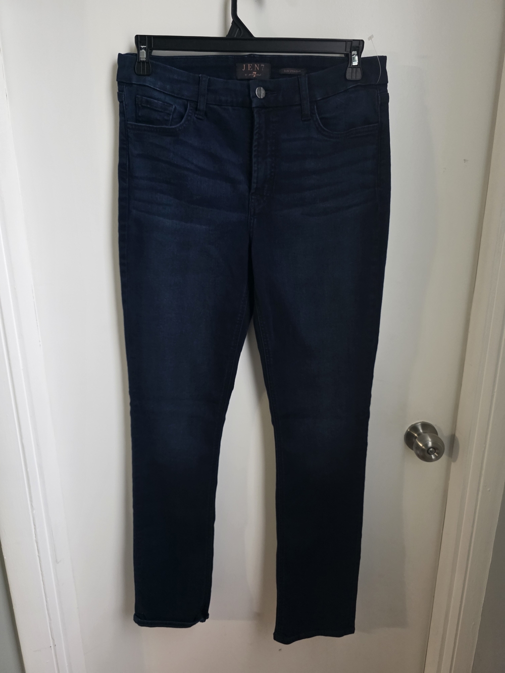 Jen 7 Womens Dark Blue Stretch Skinny Jeans